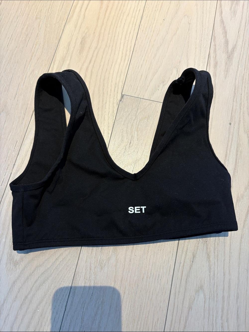 SET Active Black V-Neck Sports Bralette with Logo